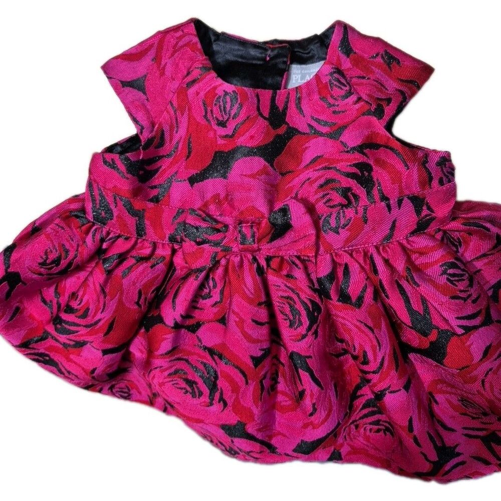 The Childrens Place Formal Fancy Dress Red Pink Black Size 9-12 Mo 16" Shoul-Him - Picture 1 of 4